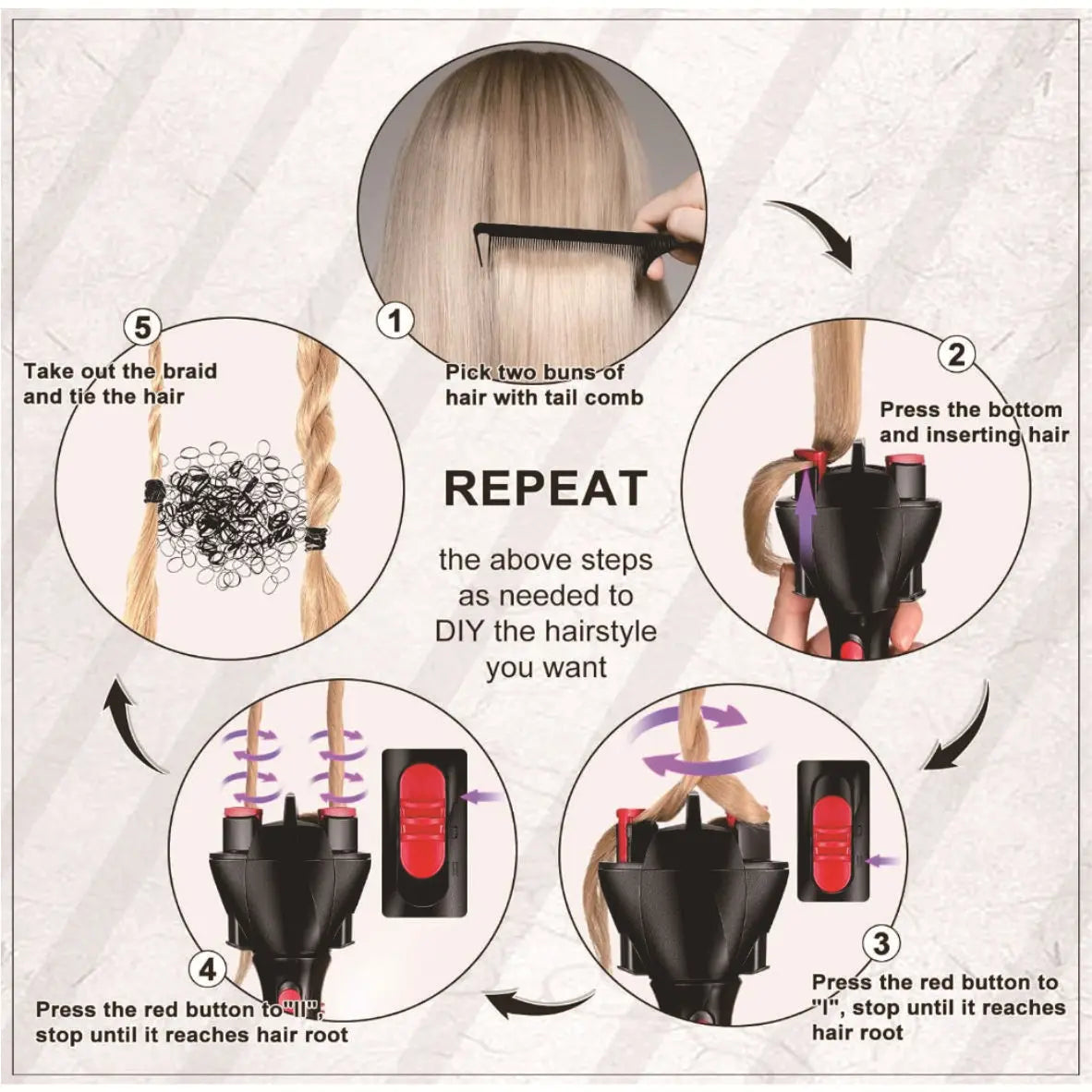 Machine à Tresses Automatique Électrique - Tresseuse Cheveux Rotative 360°