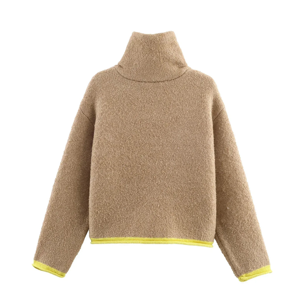 Cardigan Femme Hiver Élégant Zip - Gilet Tricoté Court Poches