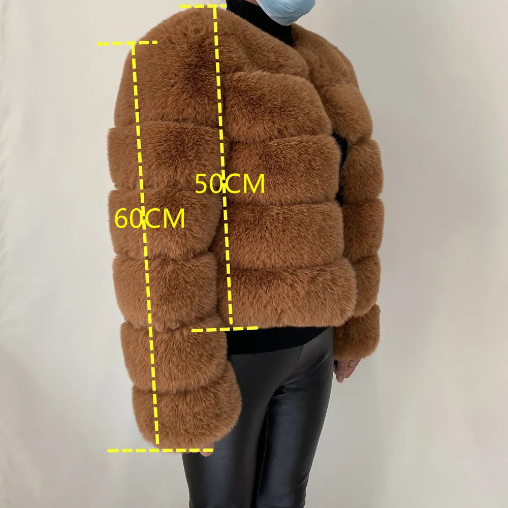 Veste Fourrure Renard Synthétique Beige Femme - Blouson Court Manches 3/4 - badassmood