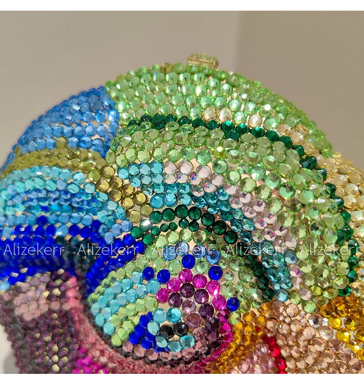 Pochette de soirée rose avec cristaux et strass, sac de mariage et fête pour femme, style élégant et luxe.
