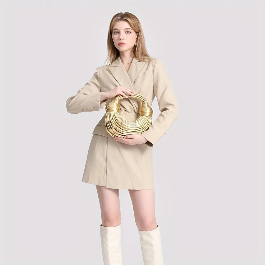 Sac à Main Tressé Luxe Femme - Sac Soirée Or Argent Designer 2026 - badassmood