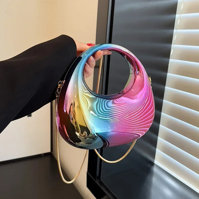 Pochette Acrylique Transparente Demi-Lune Luxe - Sac Soirée Mariage Designer Femme - badassmood