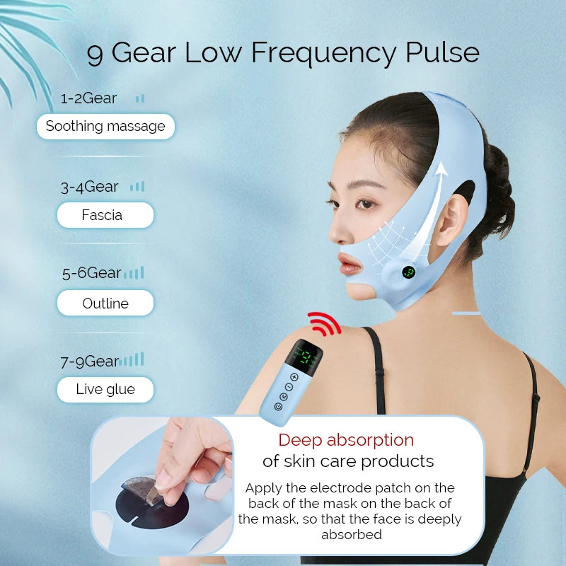 Facial EMS Lifting Machine Chin Cheek Slimming Strap Facial Shaping Massager Double Chin Removal V Line Lift Belt Skin Care Tool - badassmood