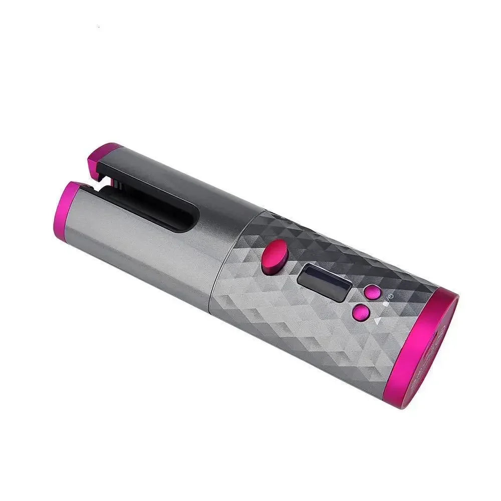 Boucleur automatique sans fil pour cheveux, rechargeable par USB, créant des boucles parfaites facilement.
