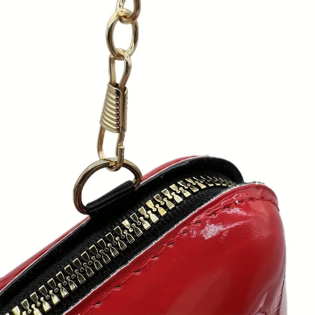 Sac Lèvres Rouges Chaîne Mini - Pochette Originale Bandoulière Femme Zipper - badassmood