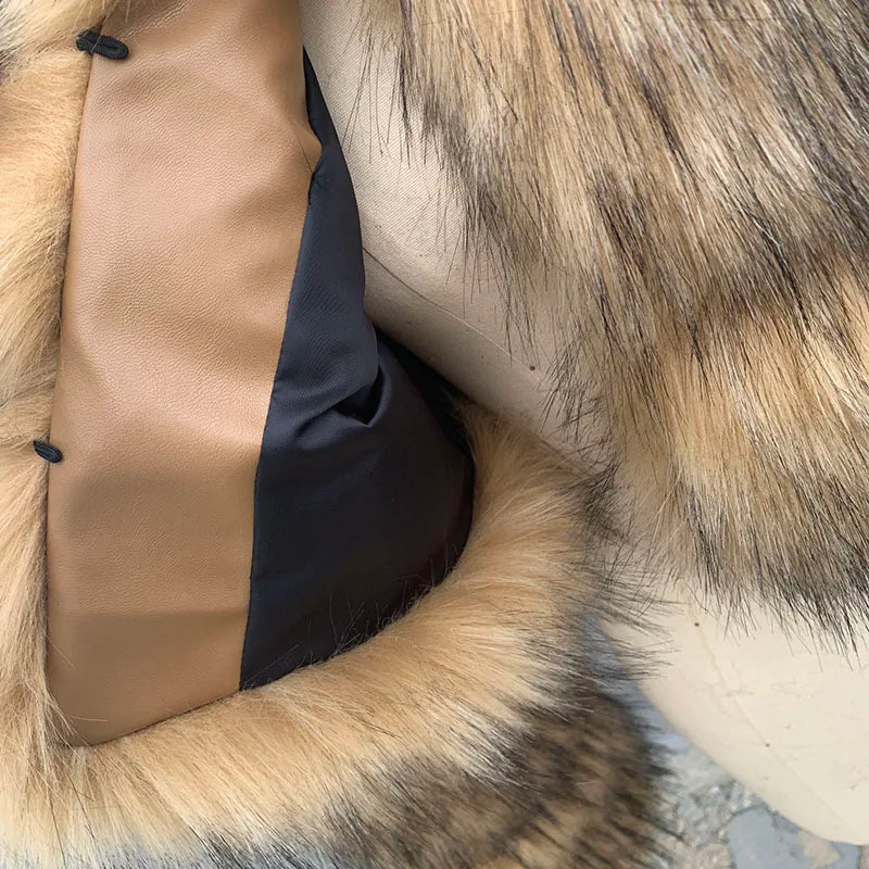 ZADORIN High Quality Cropped Faux Raccoon Fur Coat Women Winter Fashion O Neck Long Sleeve Fluffy Short Faux Fur Jacket Crop Top - badassmood