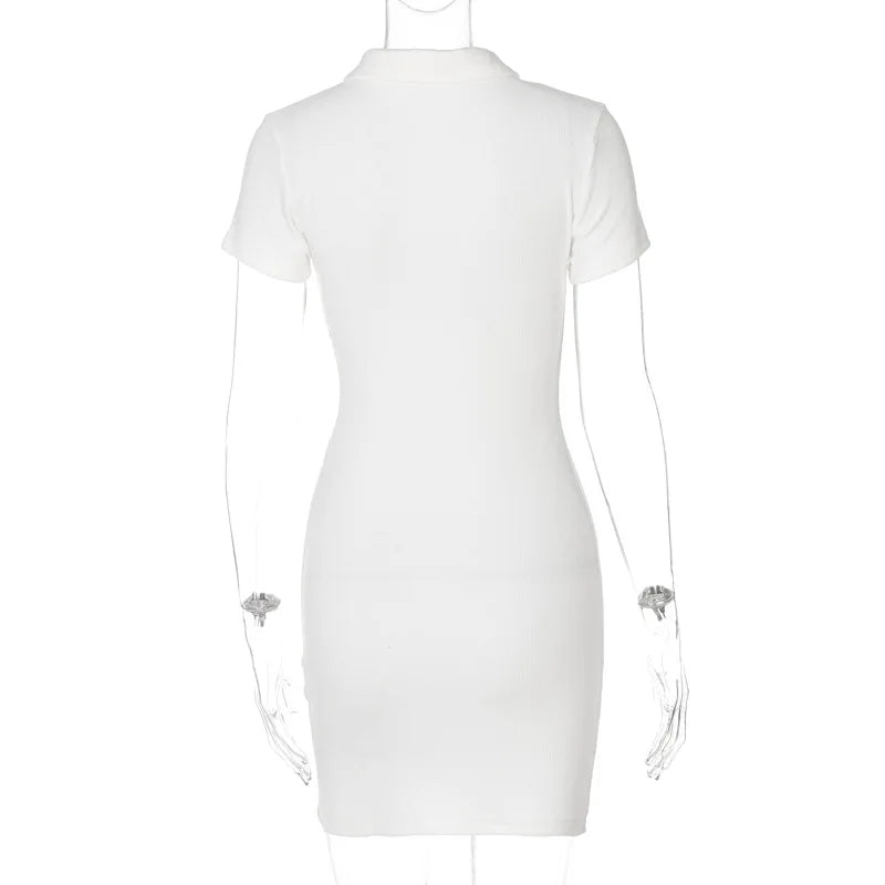 Robe Mini Fendue Manches Courtes Femme - Style Y2K Streetwear Été