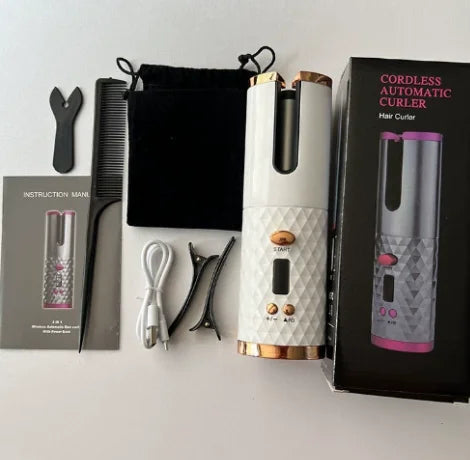 Boucleur automatique sans fil pour soins capillaires, rechargeable USB, créant des boucles parfaites sans effort, par badassmood.com