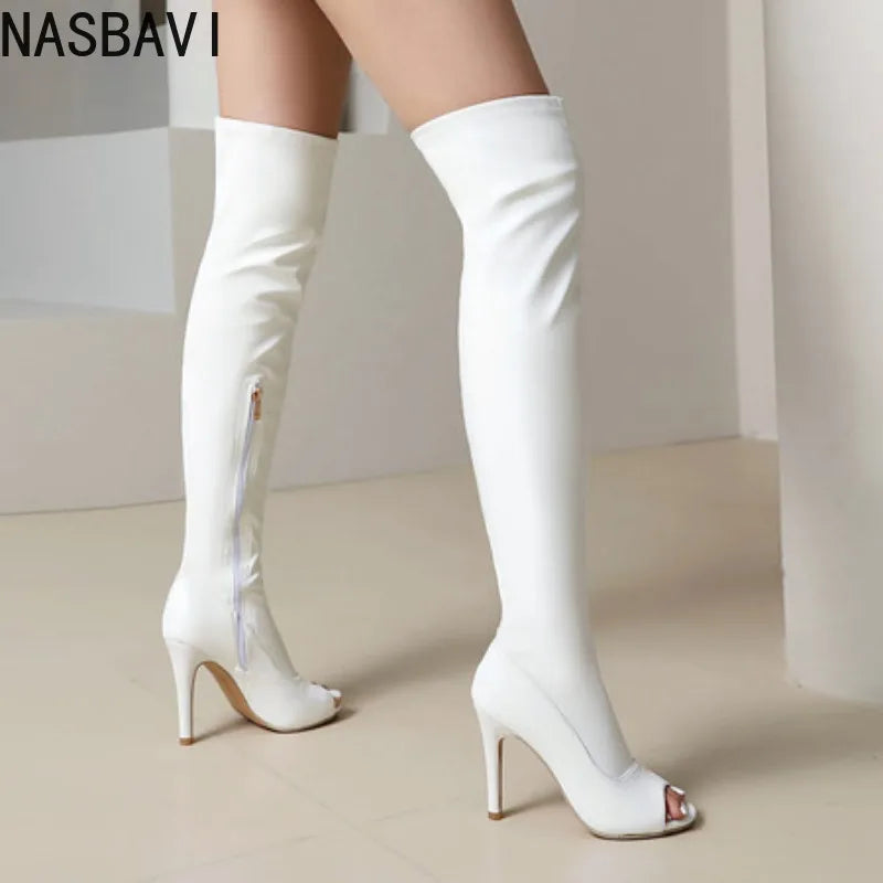 Bottes Cuissardes Léopard Femme Talons Hauts - Cuissardes Zip Élastiques