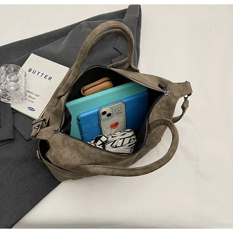 Sac à Main Rétro Femme Cuir PU - Grand Sac Bandoulière Style Coréen - badassmood