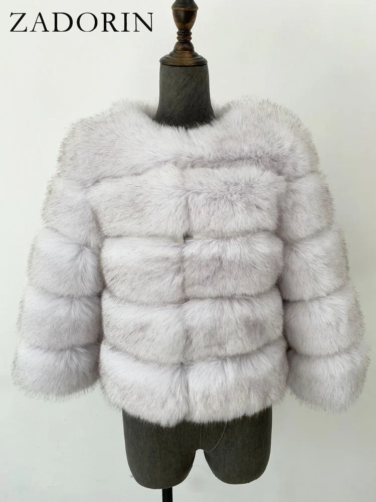Manteau Fourrure Synthétique Femme Hiver 2025 - Veste Élégante Chaude
