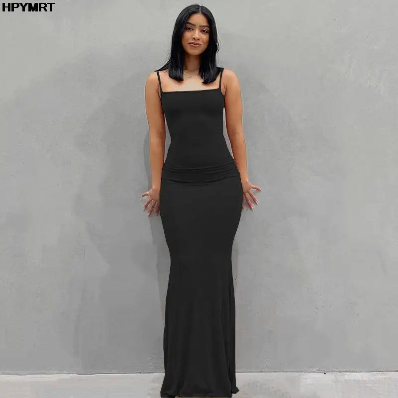 Satin Slip Sleeveless Backless Slim Sexy Maxi Dress 2022 Spring Women Party Y2K Concise Bodycon Elegant Dresses Female Clothing - badassmood