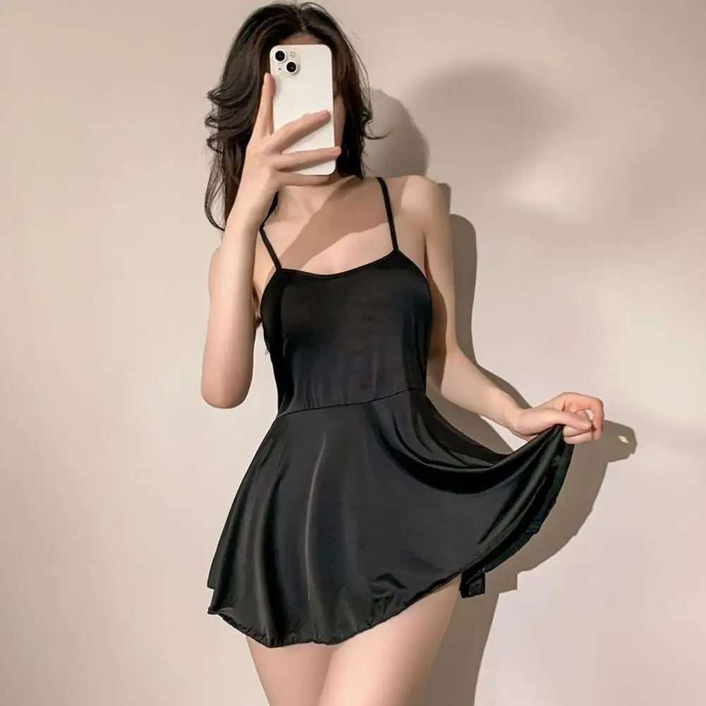 Sexy Women Pleated Micro MINI Dress Bandage Smooth Uniform Slip Mini Dress Night Club Outfits Allure Ruffled Dress Backless - badassmood