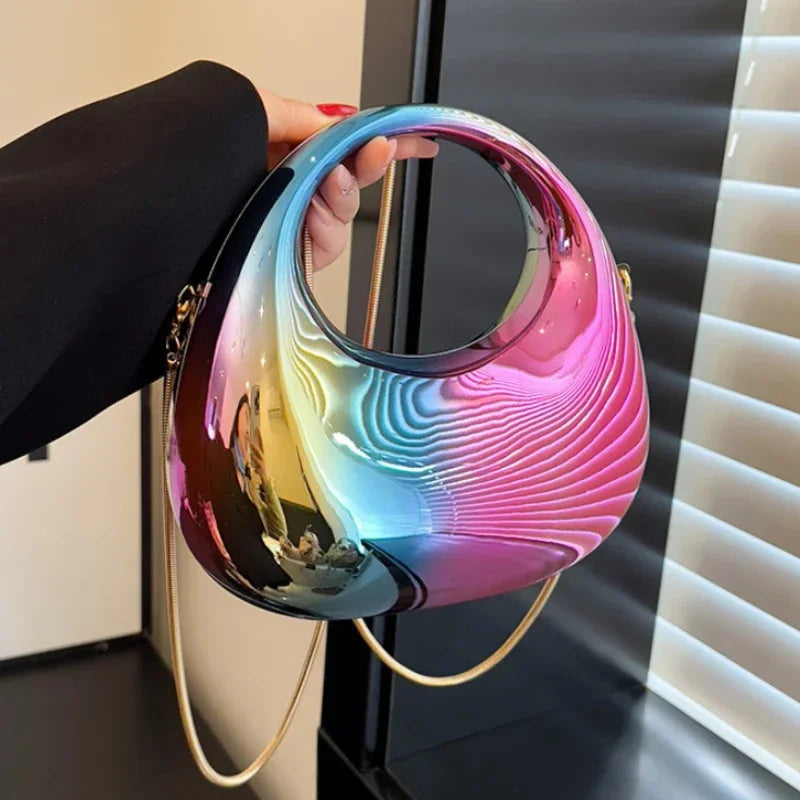 Pochette Acrylique Transparente Demi-Lune Luxe - Sac Soirée Mariage Designer Femme - badassmood