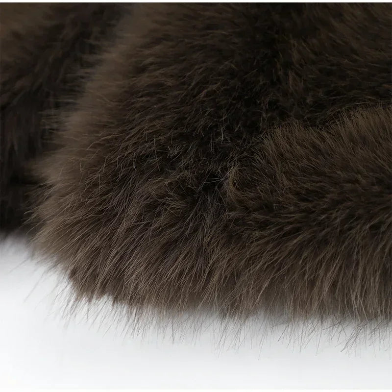 Veste Fausse Fourrure Courte Élégante 2025 - Manteau Col Montant Boutons Femme - badassmood