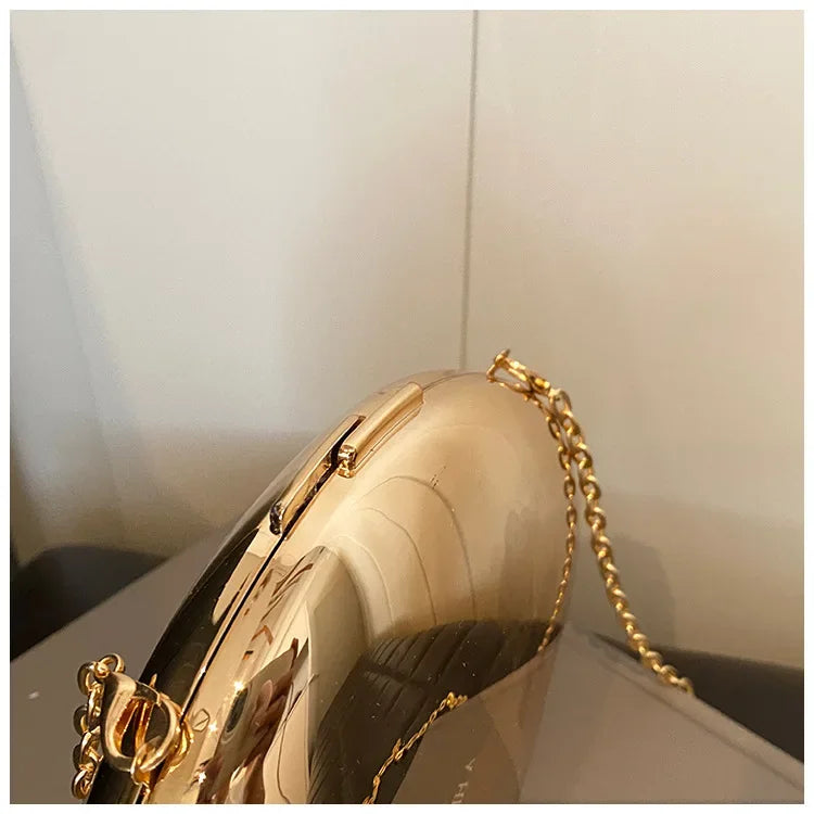 Pochette Coquillage Acrylique Designer - Sac Soirée Femme Doré Argent Bandoulière Métal - badassmood