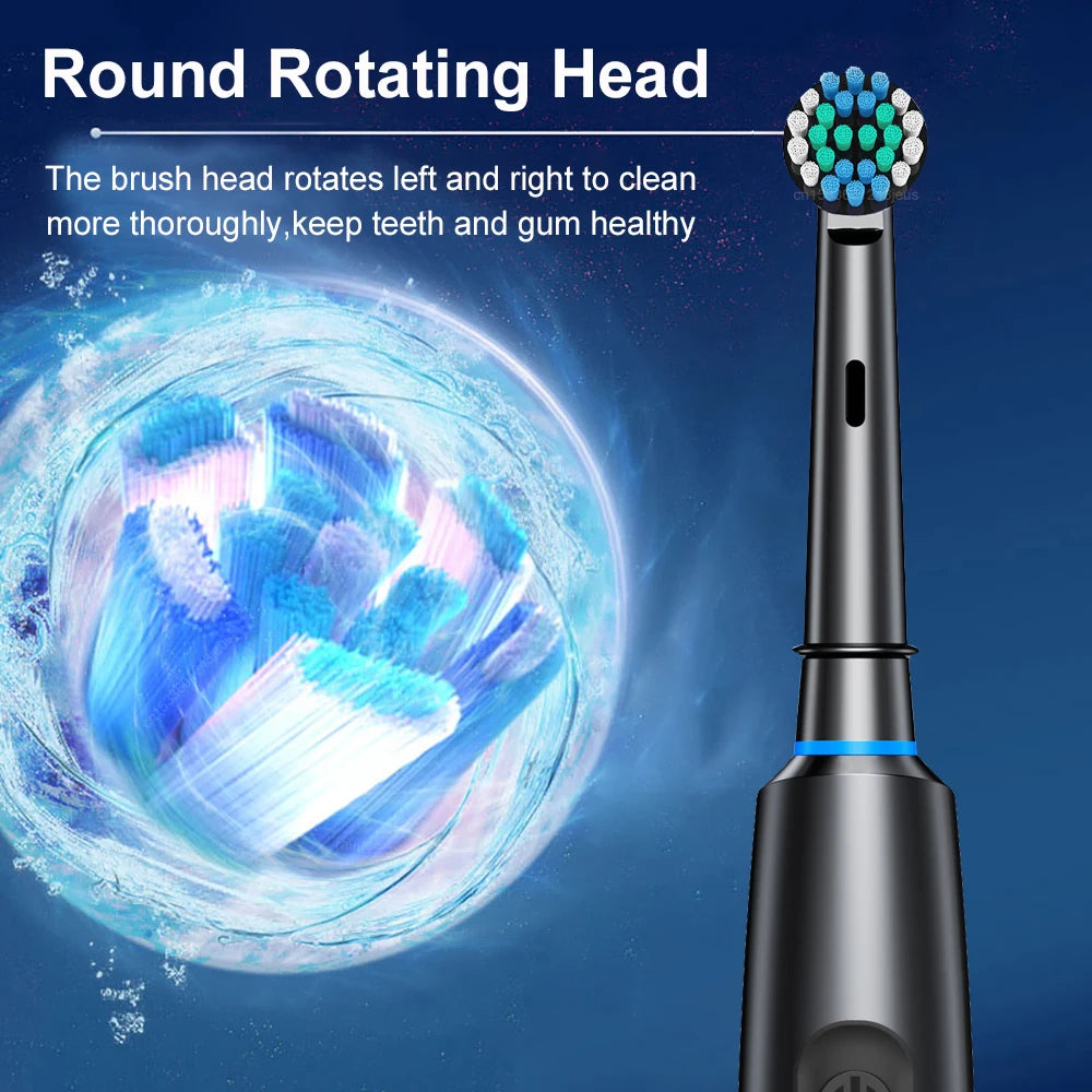 Electric Toothbrush Rotary Rechargeable Electric Toothbrush for Adults Rotating Electric Toothbrushes with 8 Soft Brush Heads - badassmood