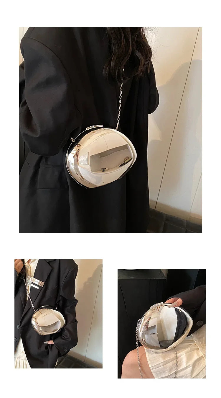 Pochette Coquillage Acrylique Designer - Sac Soirée Femme Doré Argent Bandoulière Métal - badassmood