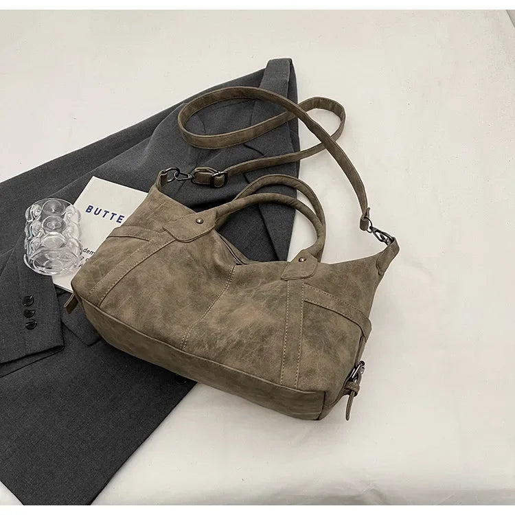 Sac à Main Rétro Femme Cuir PU - Grand Sac Bandoulière Style Coréen - badassmood