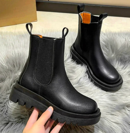 Bottes Chelsea Femme Semelle Épaisse - Bottines Plates Luxe Casual - badassmood