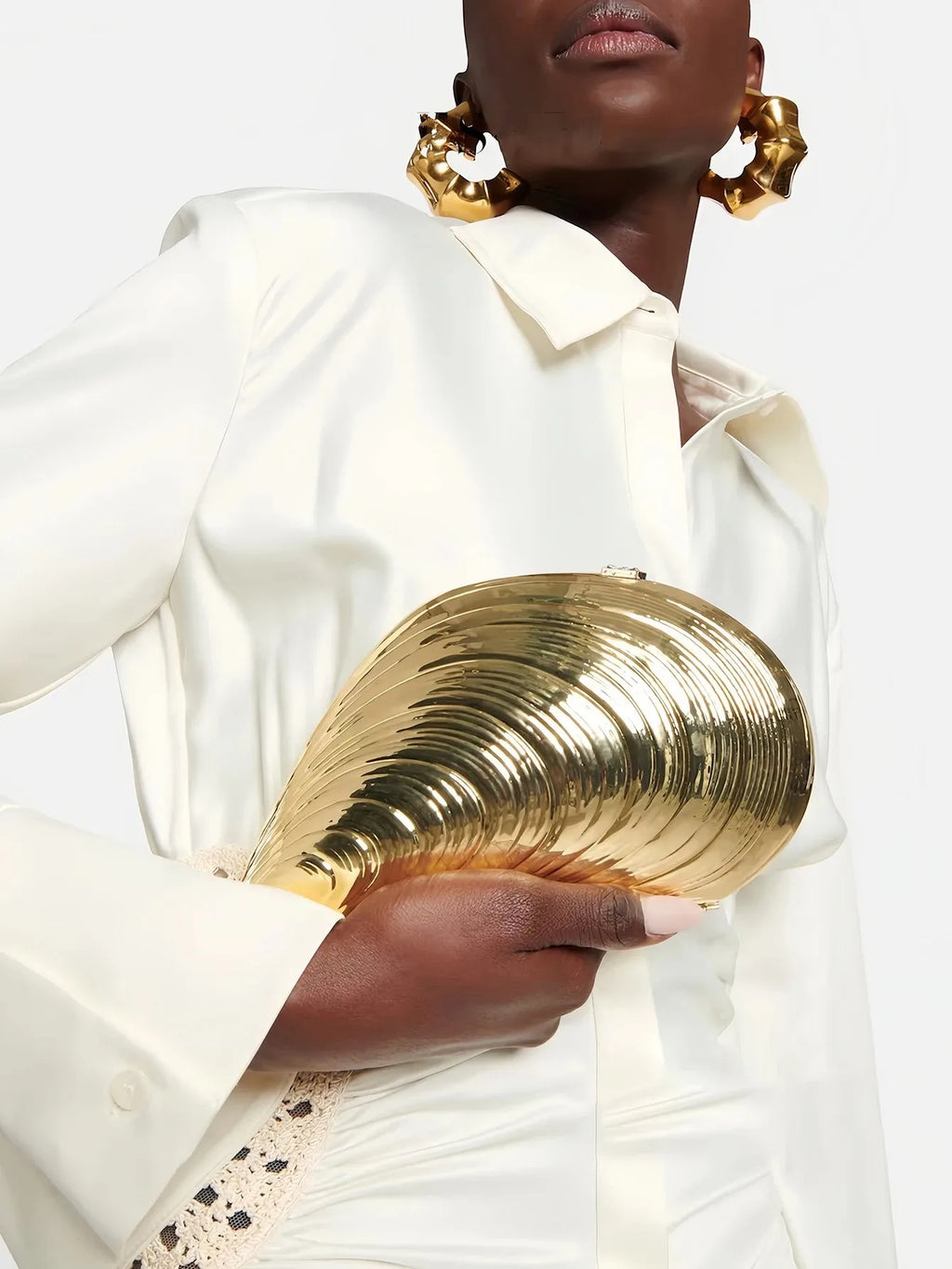 Pochette Coquillage Métal Acrylique Doré Argent - Sac Soirée Banquet Crossbody Femme - badassmood