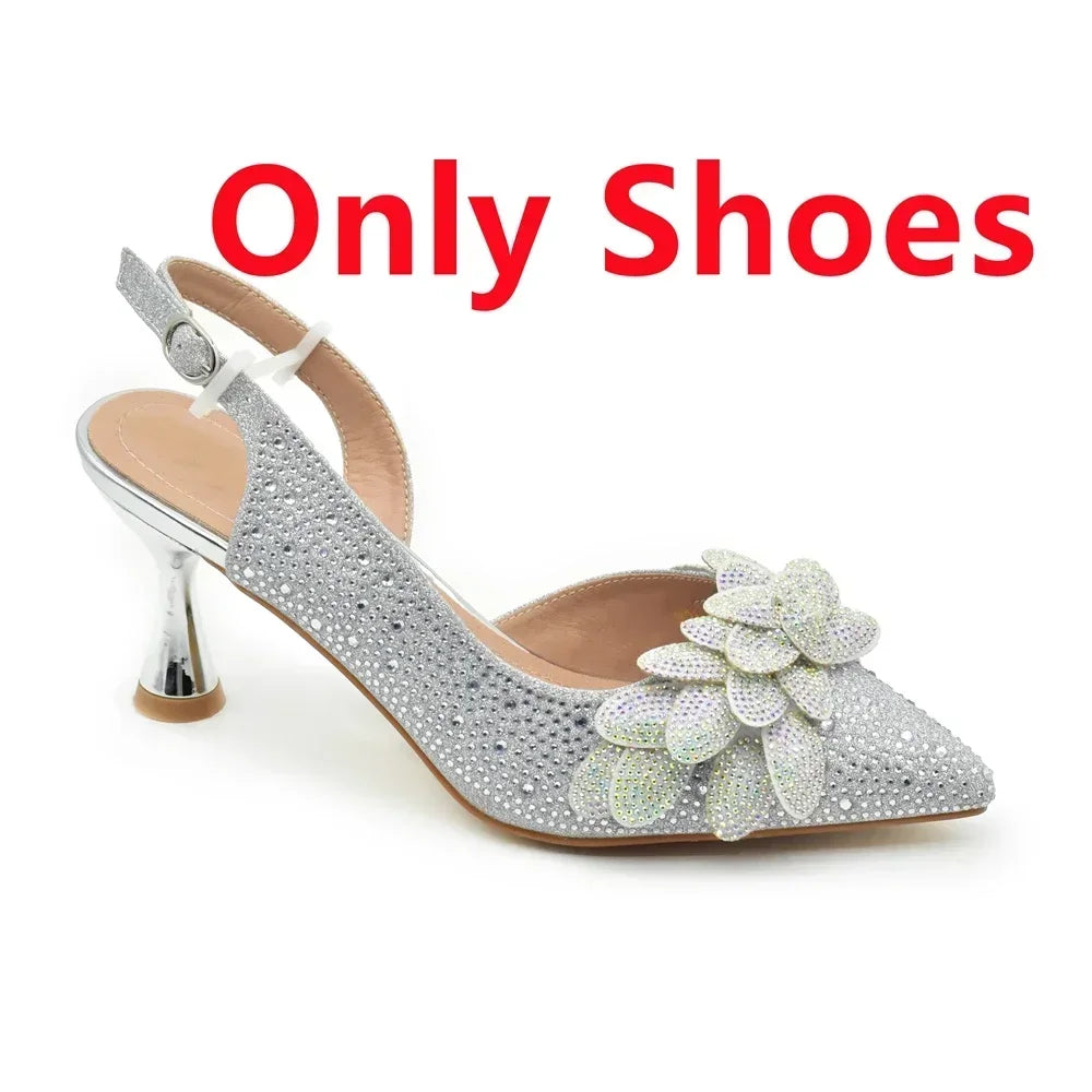 Ensemble Chaussures et Sac Italien Luxe Mariage Femme - Escarpins Strass Talon Haut 8cm - badassmood