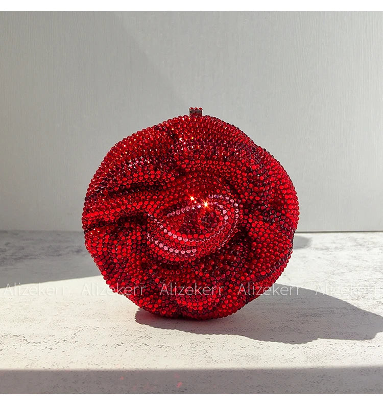Pochette de soirée rose avec cristaux et strass, sac de mariage et fête luxe pour femme, Badassmood.com