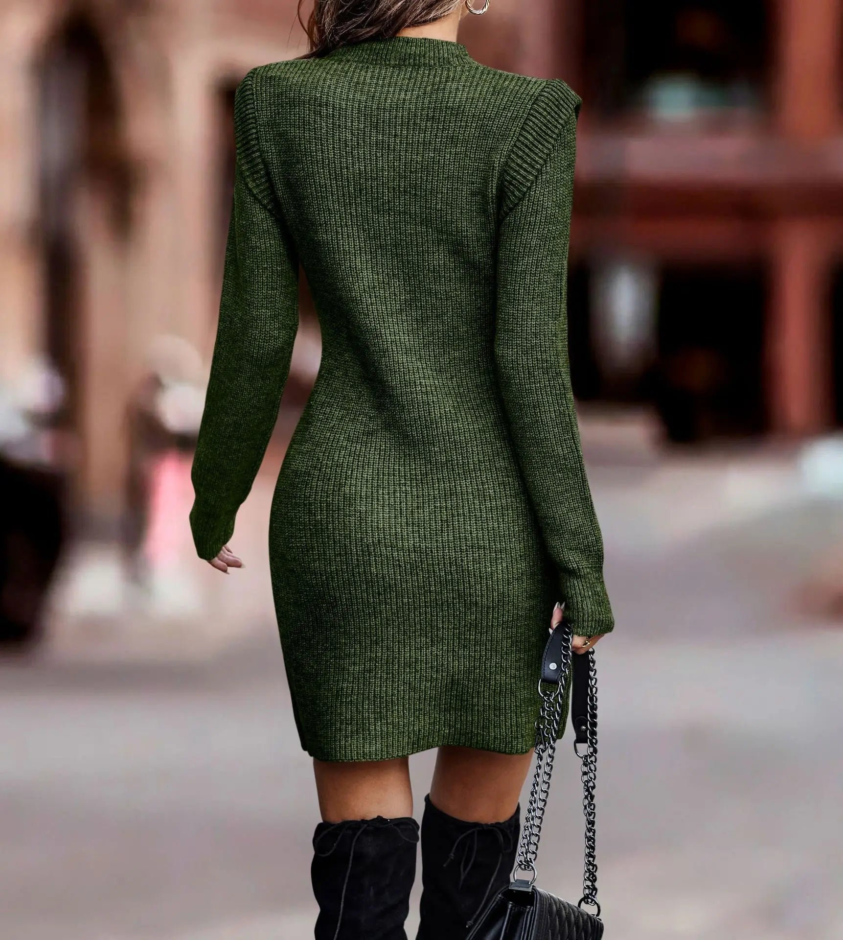 Robe pull moulante à col rond, manches longues, tricot sexy pour femme automne hiver, vêtement casual et élégant.