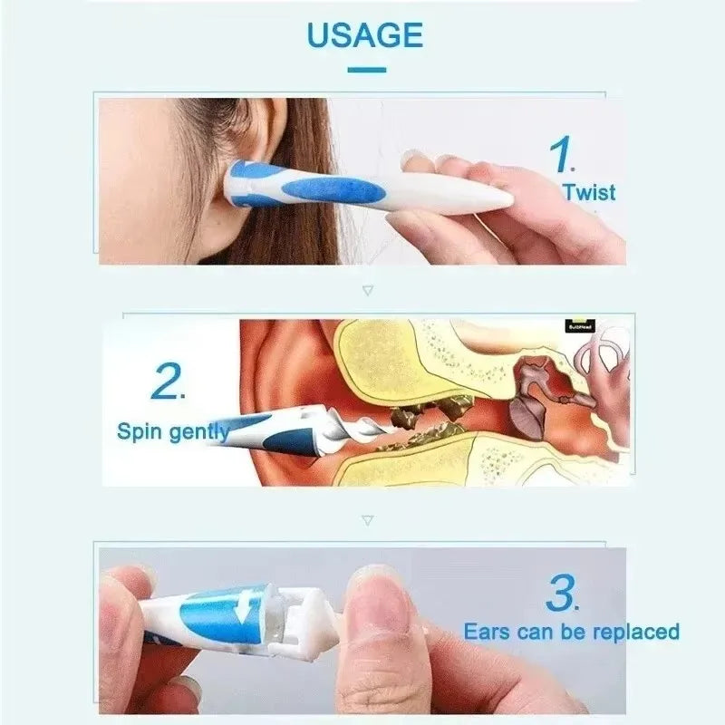 Ear Wax Remover Tool Ear Cleaner With Soft Silicone 16 Replacement Tips Simply To Grab Extract Earwax - badassmood