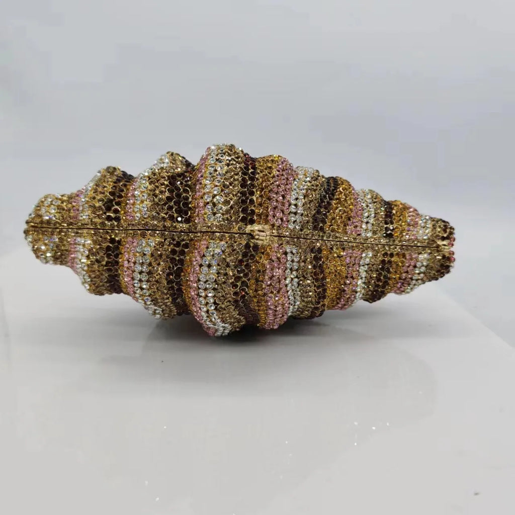 Pochette de soirée en cristaux et coquillage, sac de mariage en strass luxe pour femme, élégant accessoire de soirée