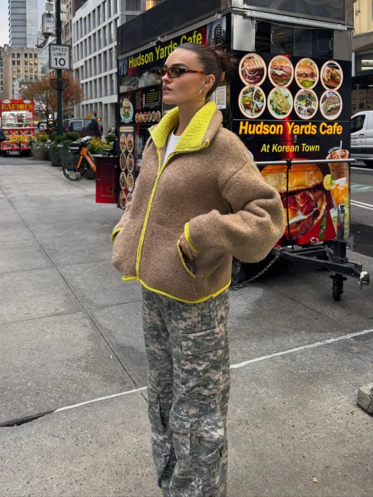 Cardigan Femme Hiver Élégant Zip - Gilet Tricoté Court Poches