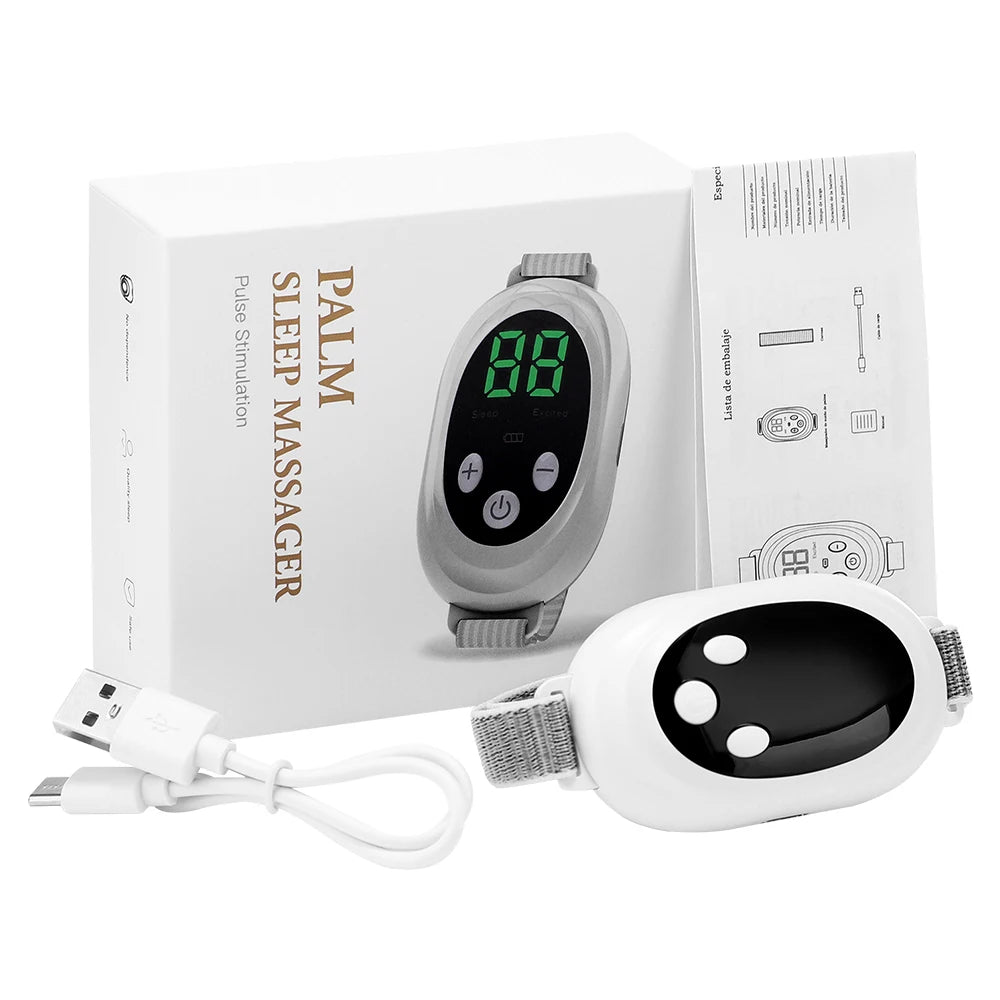 Appareil intelligent anti-insomnie de badassmood.com pour un sommeil réparateur naturel, avec écran et contrôles modernes.