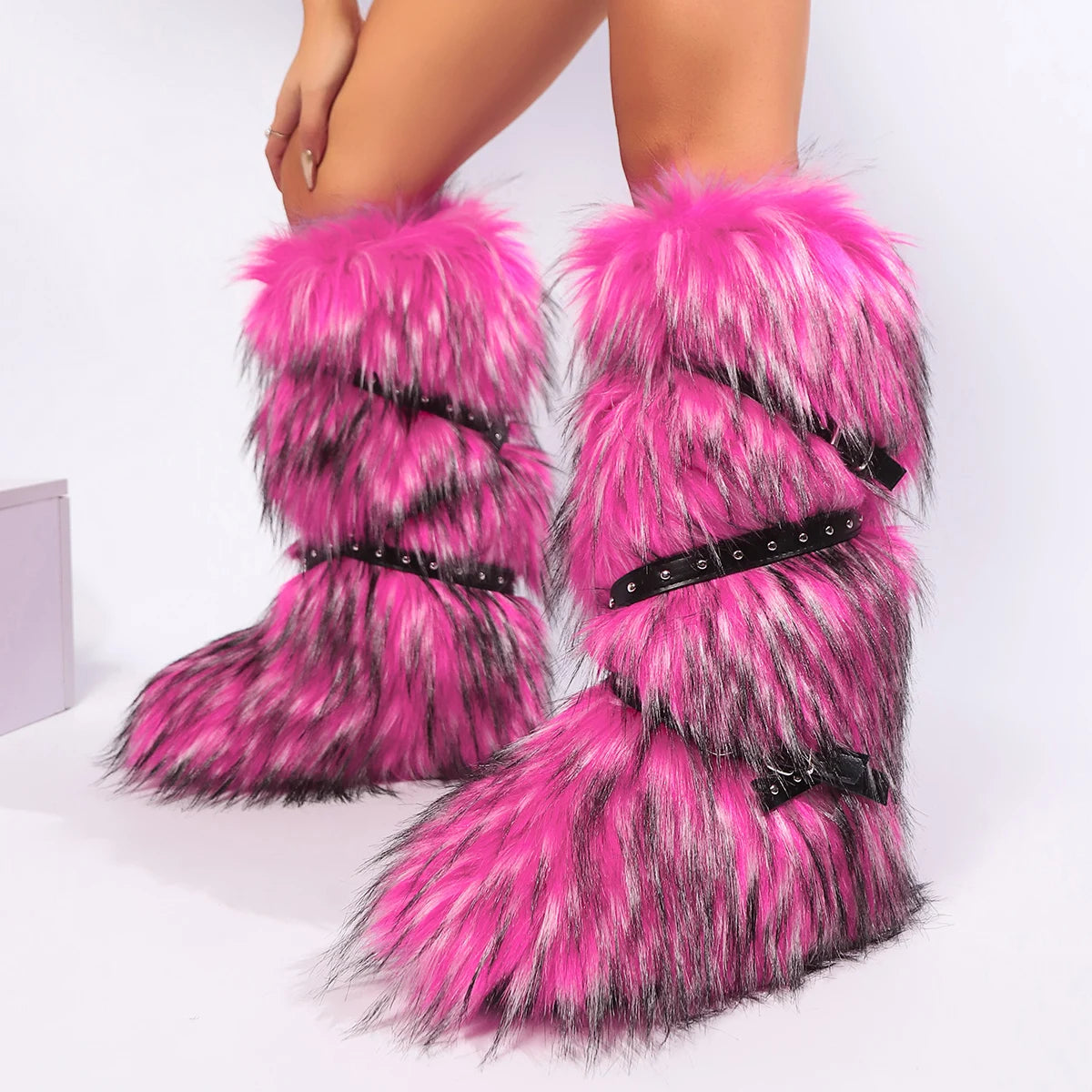 Bottes Fourrure Hiver Femme Plateformes - Montantes Genou Peluche Y2K - badassmood