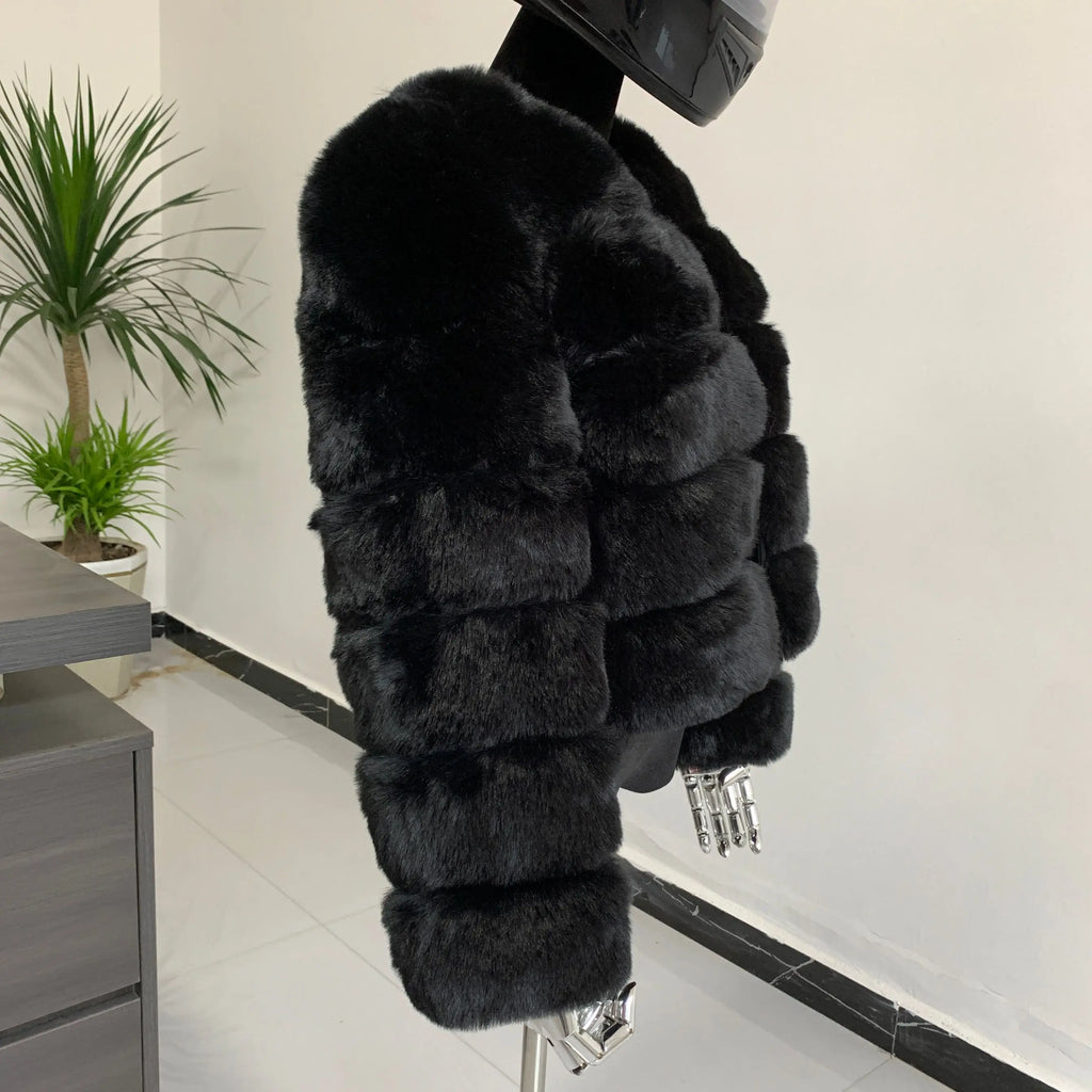Manteau Fausse Fourrure Renard Femme - Veste Courte Luxe Fluffy Hiver - badassmood
