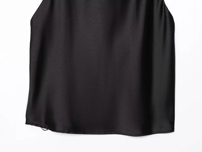 MUJER 2025 Halter Tops for Women Black Satin Backless Top Female Pink Summer Beach Top Woman off Shoulder Camisole Top Women - badassmood