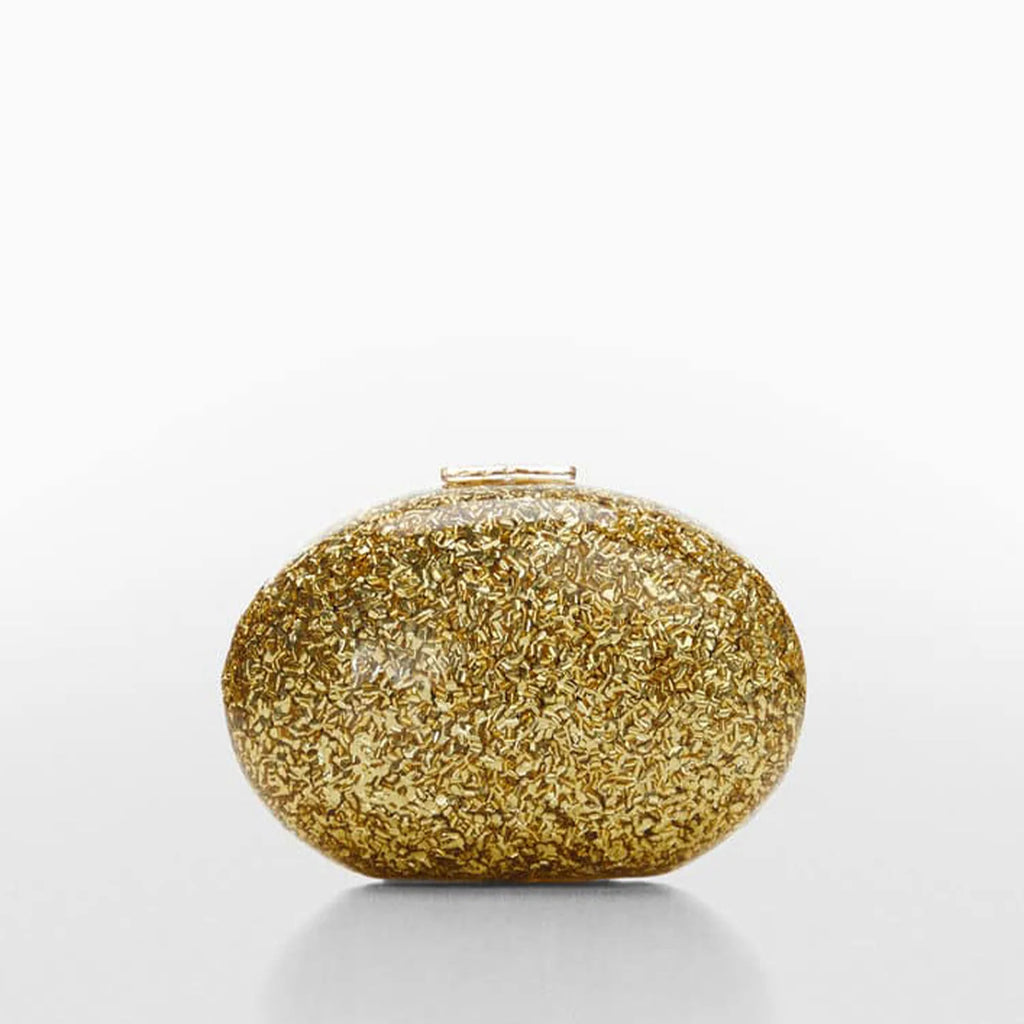 Pochette de soirée en coquillage léopard avec paillettes, sac luxe pour mariage et fête, style élégant et tendance.