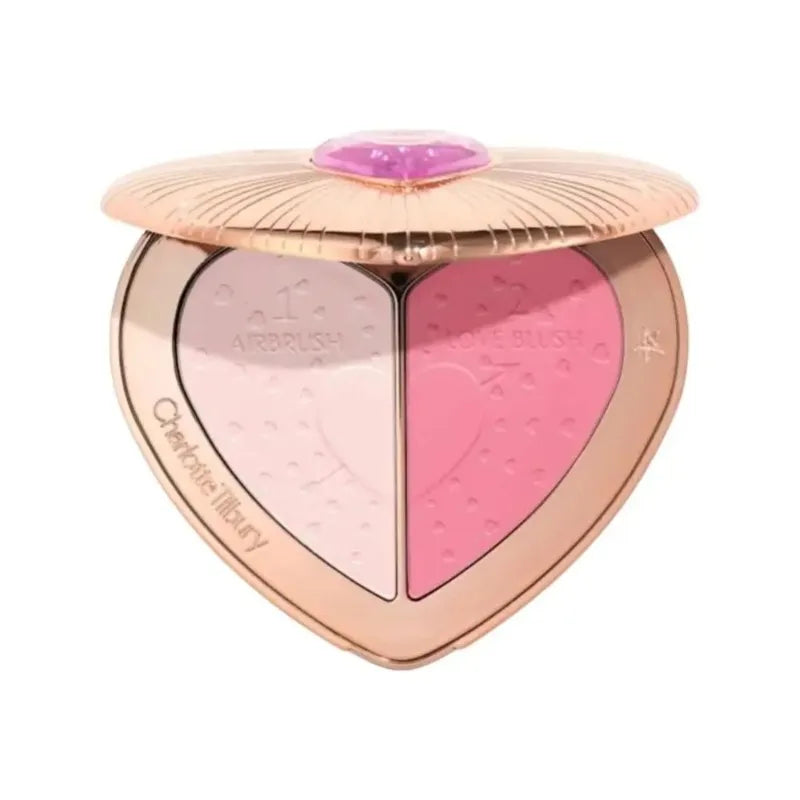 Charlotte Tilbury Shimmer Makeup Air Cushion Lightweight Moisture Oil Control Two Color Heart Shape Powder Blusher Unique Design - badassmood