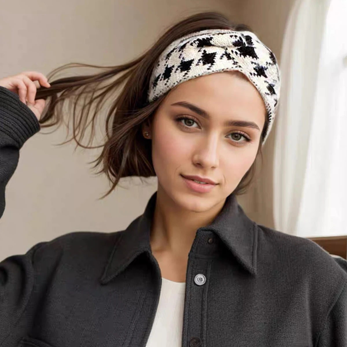 5PCS/3PCS Set Knitted Thousand Bird Fashion Women's Headbands Retro Warm High Elasticity Hairband Hair Accessoires - badassmood