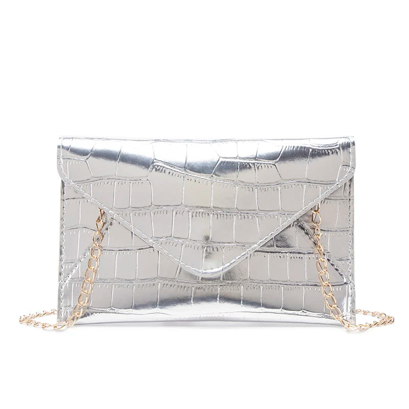Pochette Soirée Or Argent Chaîne Luxe - Clutch Mariage Banquet Élégante Femme - badassmood