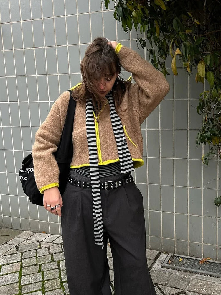 Cardigan Femme Hiver Élégant Zip - Gilet Tricoté Court Poches