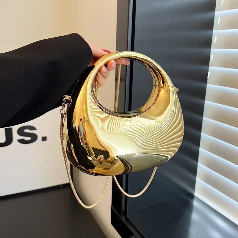 Pochette Acrylique Transparente Demi-Lune Luxe - Sac Soirée Mariage Designer Femme - badassmood