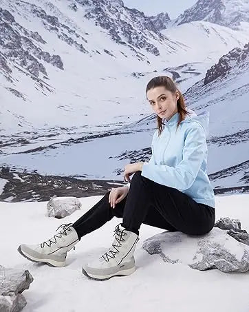 Bottes Neige Femme Imperméables Fourrées - Mi-Mollet Chaudes Légères Randonnée Hiver - badassmood