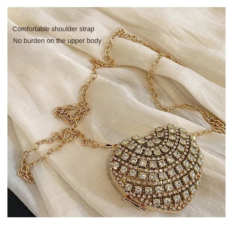 Pochette Clutch Luxe Diamants Cœur Cristal - Sac Soirée Mariage Strass Femme - badassmood