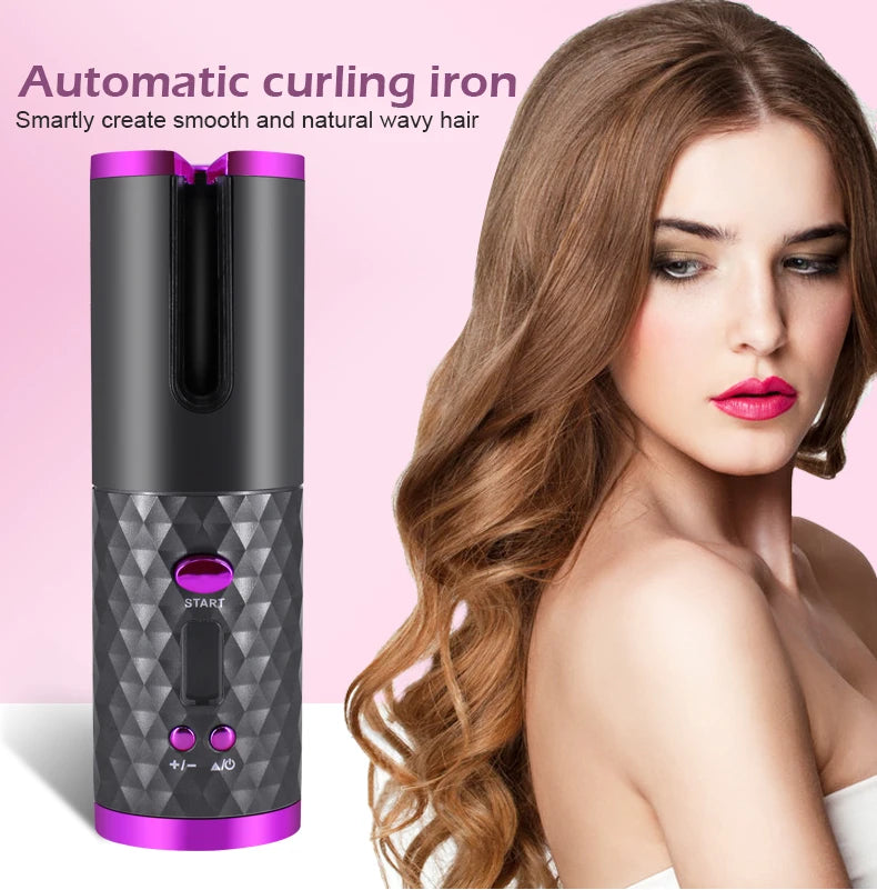 Boucleur automatique sans fil pour cheveux, rechargeable par USB, créant des boucles parfaites sans effort, par badassmood.com
