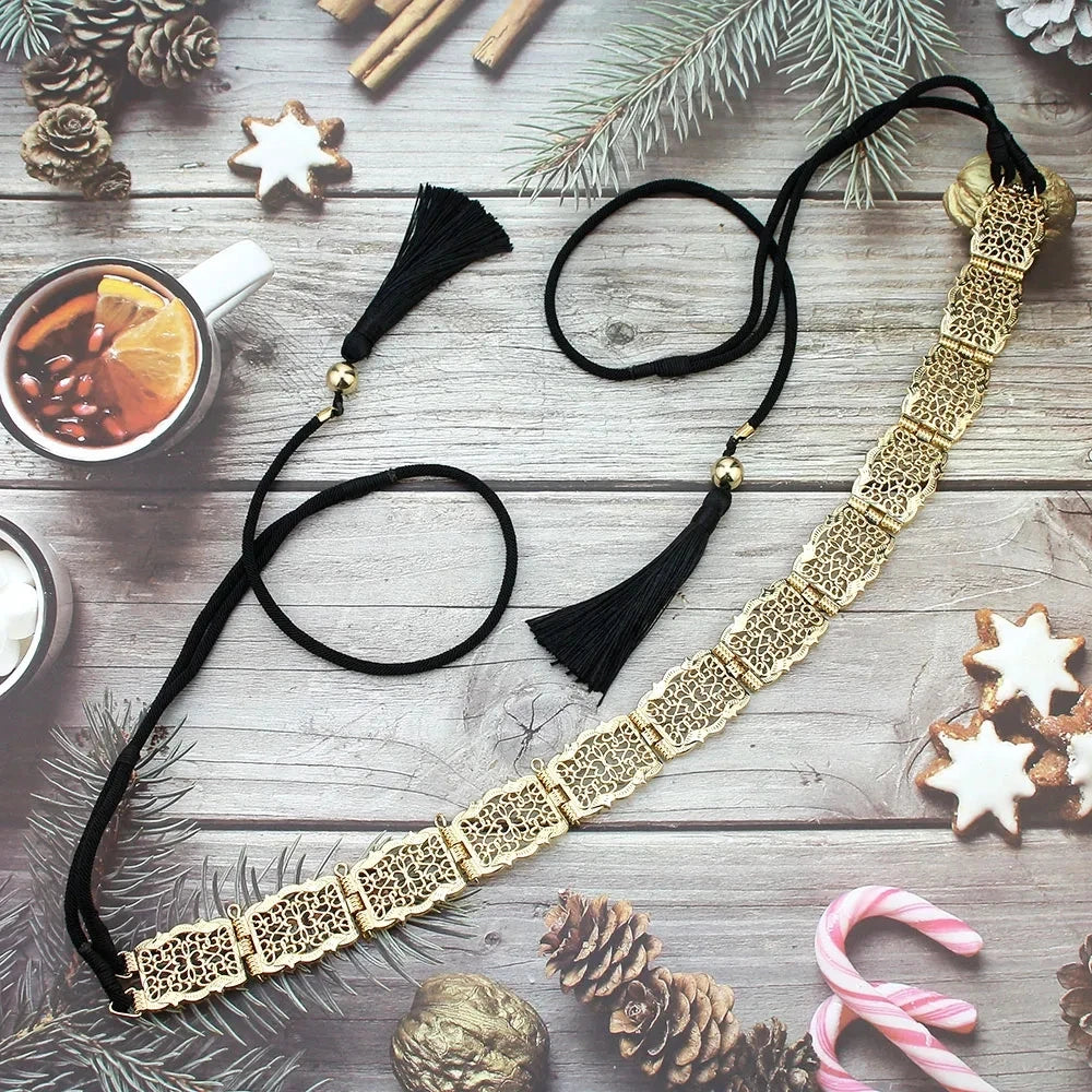 Ceinture Chaîne Métallique Style Marocain Ajustable - Caftan Arabe - badassmood