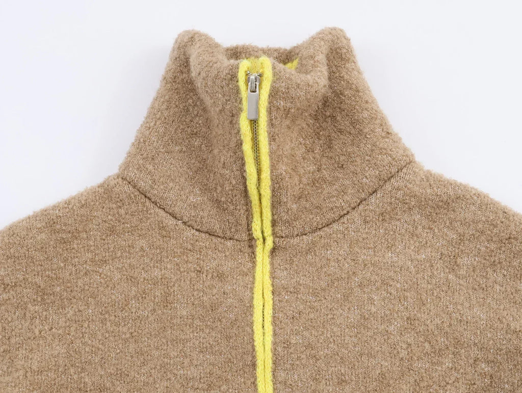 Cardigan Femme Hiver Élégant Zip - Gilet Tricoté Court Poches