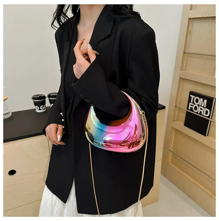 Pochette Acrylique Transparente Demi-Lune Luxe - Sac Soirée Mariage Designer Femme - badassmood
