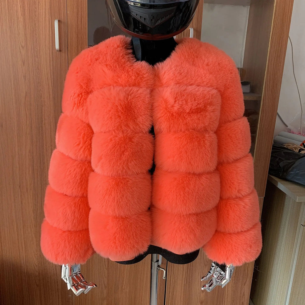 Manteau Fausse Fourrure Renard Femme - Veste Courte Luxe Fluffy Hiver - badassmood