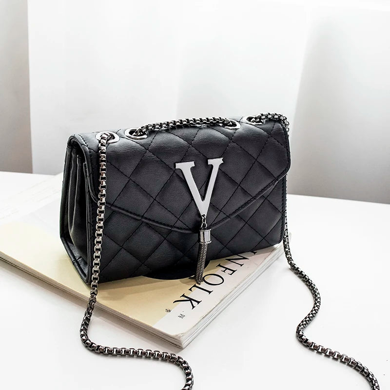 Sac à Main Luxe Femme Cuir PU Noir - Sac Bandoulière Matelassé