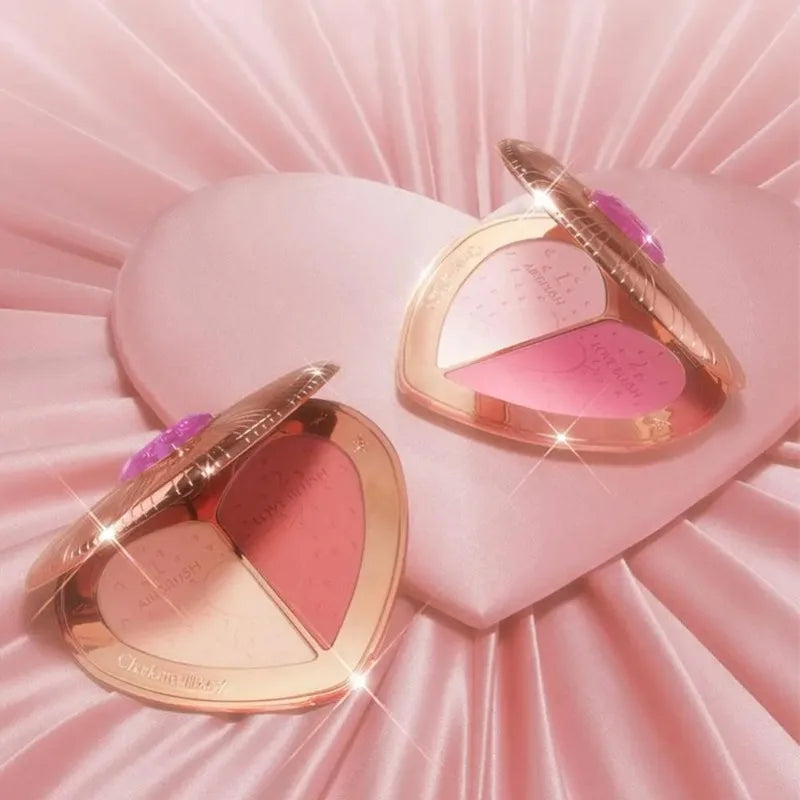 Charlotte Tilbury Shimmer Makeup Air Cushion Lightweight Moisture Oil Control Two Color Heart Shape Powder Blusher Unique Design - badassmood